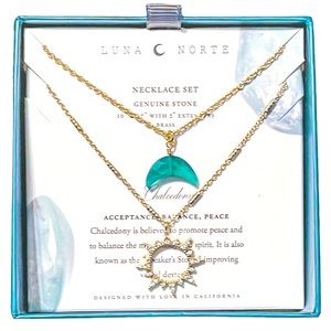 Luna Norte Genuine Stone 14KT GP Brass Necklace Set